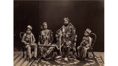 The Maharaja of Ajaigarh with his three sons, Lala Deen Dayal, c.1882, Albumen print. Lala Deen Dayal was one of the most prominent Indian photographers working in the colonial era, and the founder of one of the first Indian-owned photography studios, Deen Dayal & Sons. (Hugh Huxley Collection) The Maharaja of Ajaigarh with his three sons, Lala Deen Dayal, c.1882, Albumen print. Lala Deen Dayal was one of the most prominent Indian photographers working in the colonial era, and the founder of one of the first Indian-owned photography studios, Deen Dayal & Sons. (Hugh Huxley Collection)