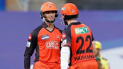 Sunrisers Hyderabad skipper Kane Williamson and Abhishek Sharma during the IPL 2022 (IPL Twitter) Sunrisers Hyderabad skipper Kane Williamson and Abhishek Sharma during the IPL 2022 (IPL Twitter)