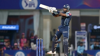 Gujarat Titans Hardik Pandya plays a shot during the Indian Premier League 2022 match between the Rajasthan Royals and the Gujarat Titans. (ANI)
