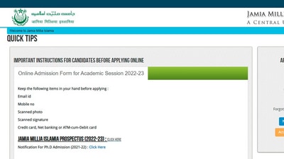JMI Admission 2022: Registration for non-CUET courses begins, direct link
