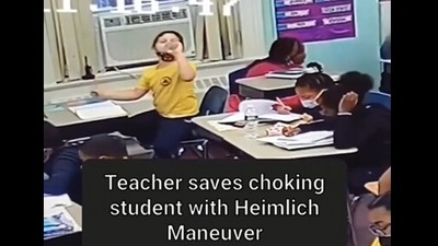 The image, taken from the video, shows the student who was saved by his teacher. (Instagram/@goodnews_movement)