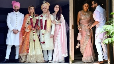 Saif Ali Khan and Kareena Kapoor at Soha Ali Khan-Kunal Kemmu wedding in 2015 (left) and at Ranbir Kapoor-Alia Bhatt wedding on Thursday. Saif Ali Khan and Kareena Kapoor at Soha Ali Khan-Kunal Kemmu wedding in 2015 (left) and at Ranbir Kapoor-Alia Bhatt wedding on Thursday. 