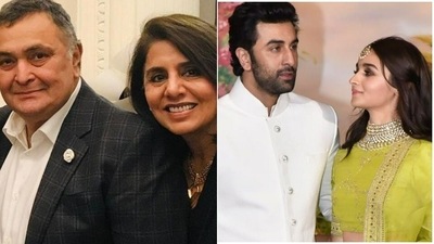 Neetu Kapoor shared a picture of her mehendi that showed Rishi Kapoor's name. She got the mehendi done ahead of son Ranbir Kapoor's wedding to Alia Bhatt. Neetu Kapoor shared a picture of her mehendi that showed Rishi Kapoor's name. She got the mehendi done ahead of son Ranbir Kapoor's wedding to Alia Bhatt.
