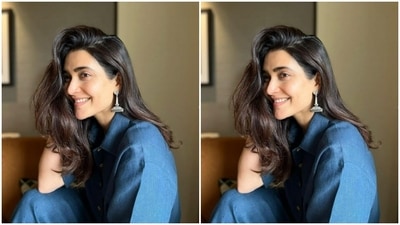 Karishma played muse to fashion designer house Saphed and picked a blue co-ord set for the pictures. (Instagram/@karishmaktanna)