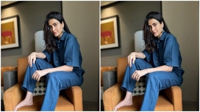 In a no makeup look, with just a shade of nude lipstick, Karishma wore her tresses open in wavy curls as she posed for the pictures. (Instagram/@karishmaktanna)