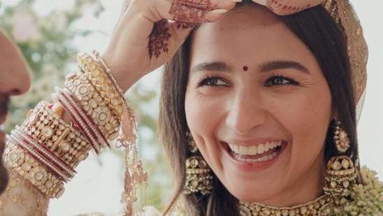 Alia Bhatt and Ranbir Kapoor during their wedding.