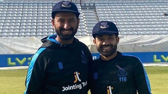 Pujara and Rizwan.(Twitter/Sussex)