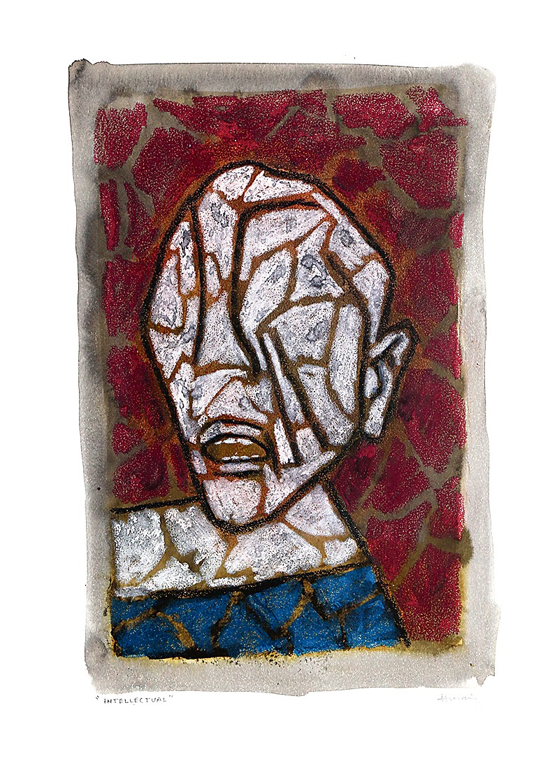 An artwork by MF Husain on display at the exhibition. An artwork by MF Husain on display at the exhibition.