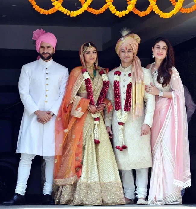 Saif Ali Khan and Kareena Kapoor at Soha Ali Khan and Kunal Kemmu's wedding.&nbsp;