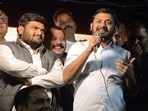 Congress leaders Kanhaiya Kumar and Hardik Patel speaks during an election campaign for party candidates for the Punjab election, (ANI Photo)(Rajesh Sachar)