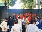 Protesters vandalised property at Kejriwal’s house on March 30.