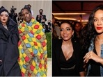 Left- Rihanna and A$AP Rocky. Right- Fenty footwear designer Amina Muaddi and Rihanna. Left- Rihanna and A$AP Rocky. Right- Fenty footwear designer Amina Muaddi and Rihanna.