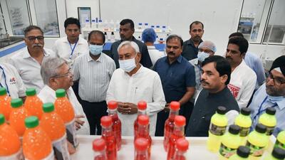 Bihar’s chief minister Nitish Kumar and industry minister Shahnawaz Hussain visit Pepsi bottling plant after its inauguration in Begusarai district on Friday. (PTI) Bihar’s chief minister Nitish Kumar and industry minister Shahnawaz Hussain visit Pepsi bottling plant after its inauguration in Begusarai district on Friday. (PTI)