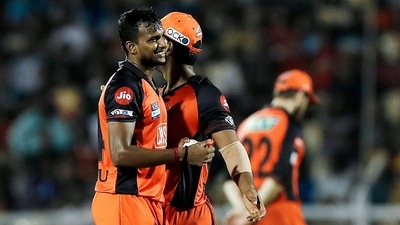 Sunrisers Hyderabad T Natarajan celebrates the dismissal of Kolkata Knight Riders Nitish Rana during the IPL 2022 (ANI) Sunrisers Hyderabad T Natarajan celebrates the dismissal of Kolkata Knight Riders Nitish Rana during the IPL 2022 (ANI)