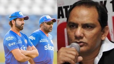 Rohit Sharma with Mahel Jayawardene; Mohammad Azharuddin Rohit Sharma with Mahel Jayawardene; Mohammad Azharuddin