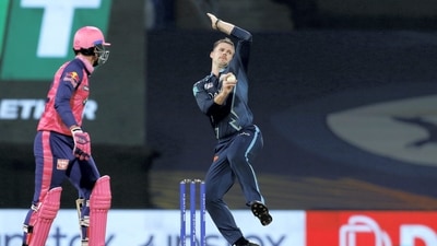 Lockie Ferguson of Gujarat Titans in action during the Indian Premier League 2022 match between the Rajasthan Royals and the Gujarat Titans, at the DY Patil Stadium in Mumbai (PTI) Lockie Ferguson of Gujarat Titans in action during the Indian Premier League 2022 match between the Rajasthan Royals and the Gujarat Titans, at the DY Patil Stadium in Mumbai (PTI)