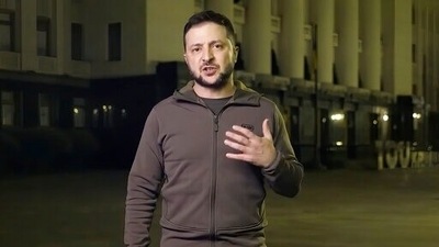Ukrainian President Volodymyr Zelenskyy speaks from Kyiv, Ukraine. (AP) Ukrainian President Volodymyr Zelenskyy speaks from Kyiv, Ukraine. (AP)
