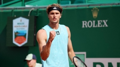 Germany's Alexander Zverev reacts during his third round match against Spain's Pablo Carreno Busta (REUTERS)