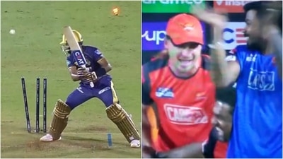 Dale Steyn reacts to Umran Malik's yorker. (Hotstar) Dale Steyn reacts to Umran Malik's yorker. (Hotstar)