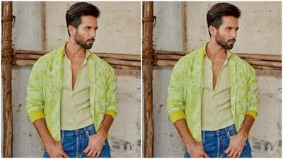 “Do you see yellow or you see green,” asked Shahid to his Instagram family. He further accessorised his look in boots from the house of YSL. (Instagram/@shahidkapoor)