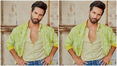 Styled by Anisha Jain, Shahid wore his bomber jacket with his sleeves folded and posed for the camera. (Instagram/@shahidkapoor)