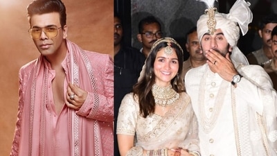 Karan Johar has shared a hilarious poem along with his pictures of his looks at Ranbir Kapoor and Alia Bhatt's wedding. Karan Johar has shared a hilarious poem along with his pictures of his looks at Ranbir Kapoor and Alia Bhatt's wedding. 
