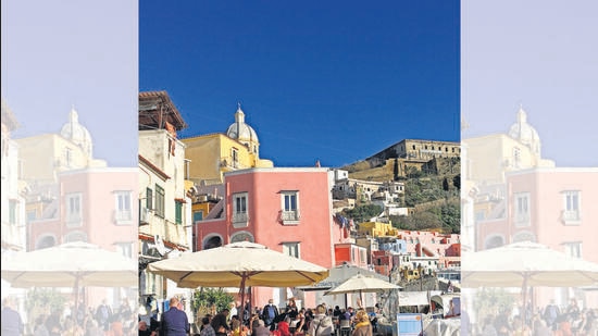 The iconic colourful houses of the island make for a great backdrop