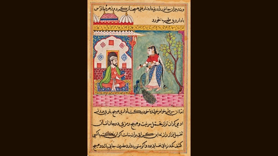 A page from a 16th-century manuscript of the Tutinama commissioned by Mughal emperor Akbar. (Courtesy the Cleveland Museum of Art)