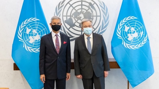 S Jaishankar tweeted a photo of him along with the UN chief. (Twitter) 