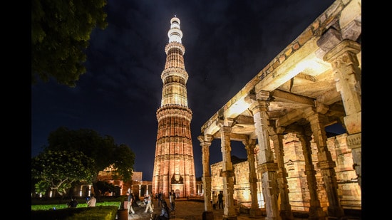 The Qutub Minar in New Delhi. Saeed Naqvi’s play imagines a world where 200 million Indian Muslims vanish overnight, taking with them the Qutub Minar. (Amal KS/Hindustan Times)