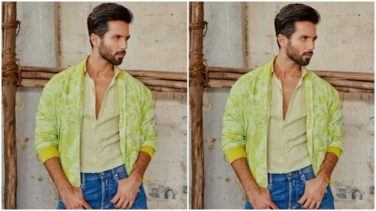 “Do you see yellow or you see green,” asked Shahid to his Instagram family. He further accessorised his look in boots from the house of YSL.(Instagram/@shahidkapoor)