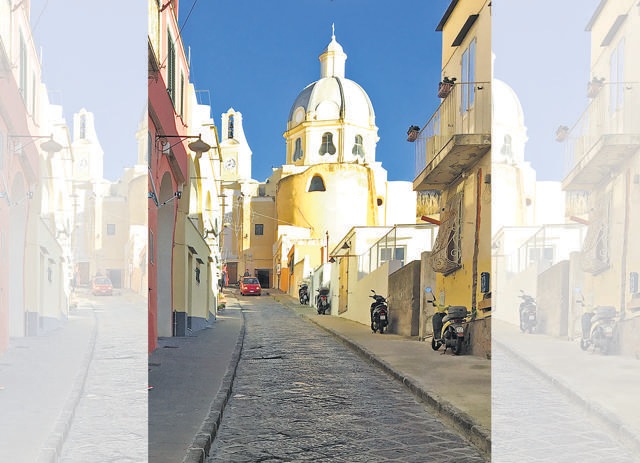 Majestic church domes adorn the skyline of the island Majestic church domes adorn the skyline of the island