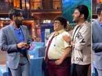 Ajay Devgn on the sets of The Kapil Sharma Show. Ajay Devgn on the sets of The Kapil Sharma Show.