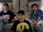 BTS members J-Hope, Jimin and V.