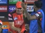 Dale Steyn celebrates Umran Malik yorker with Muralitharan