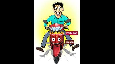 The Chandigarh man said he will use the fancy number which he bought for  ₹15.4 lakh for his Honda Activa. (Illustration: Biswajit Debnath/HT)