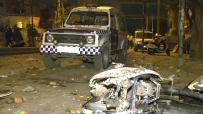 A police van was also vandalised (ANI)