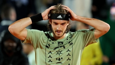 Monte Carlo Masters - Greece's Stefanos Tsitsipas celebrates after winning his quarter final match against Argentina's Diego Schwartzman (REUTERS)