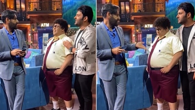 Ajay Devgn on the sets of The Kapil Sharma Show. Ajay Devgn on the sets of The Kapil Sharma Show.