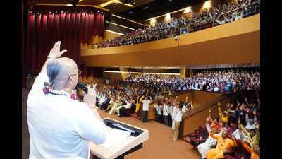 The event underway in Prayagraj on Saturday. (HT Photo) The event underway in Prayagraj on Saturday. (HT Photo)