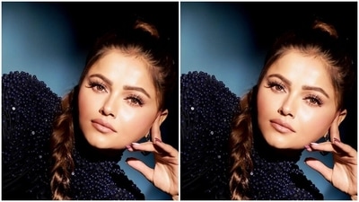 Rubina decked up in nude eyeshadow, black eyeliner, mascara-laden eyelashes, drawn eyebrows, contoured cheeks and a shade of nude lipstick and was fashion-ready. (Instagram/@rubinadilaik)