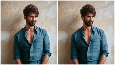 Saturday had a moody morning in store for Shahid. The actor played muse to fashion designer Divyam Mehta and picked a co-ord set in blue. (Instagram/@shahidkapoor)