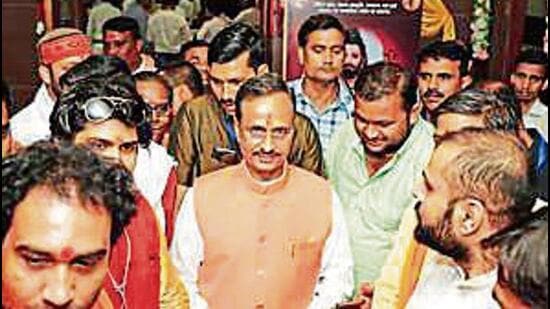 Former Uttar Pradesh chief minister Dinesh Sharma at an event in Lucknow on Saturday. (SOURCED IMAGE )