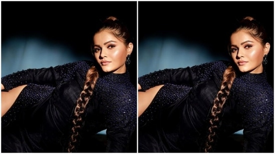 In black stone-studded earrings from the shelves of Muskaan Designer Jewellery, Rubina accessorised her look to perfection.(Instagram/@rubinadilaik)
