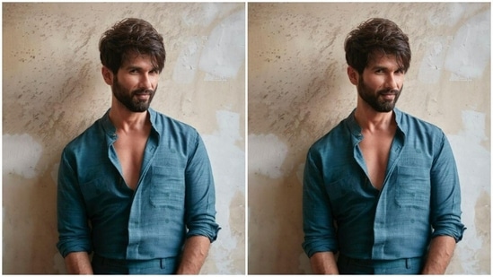 Saturday had a moody morning in store for Shahid. The actor played muse to fashion designer Divyam Mehta and picked a co-ord set in blue.(Instagram/@shahidkapoor)