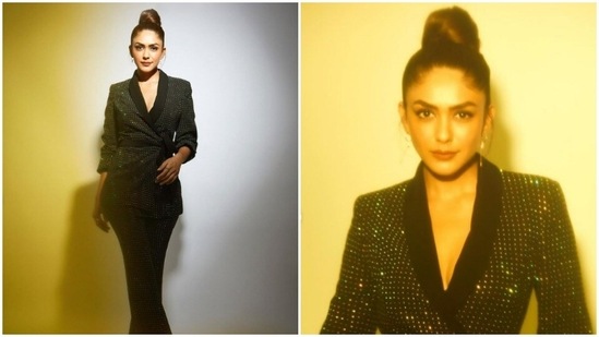 Mrunal Thakur was busy working for the upcoming film Pippa. The actor, a day back, shared a slew of pictures from her Pippa wrap party and they are making us drop everything and scurry to take notes of her look. Mrunal put her sartorial foot forward to deck up for the wrap party and the pictures are giving us major weekend party fashion goals. BRB, taking notes.(Instagram/@mrunalthakur)