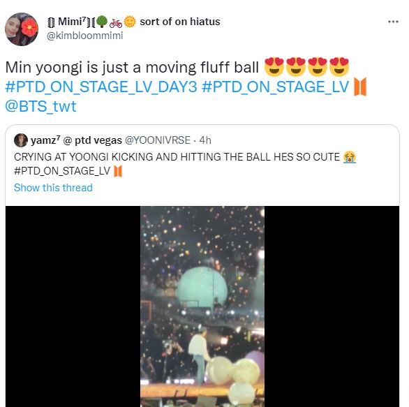 Suga was seen kicking a giant balloon and then hitting it away.