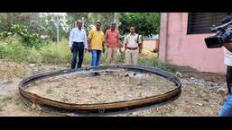 Preliminary investigation by a team of two scientists from ISRO that visited the Sindewahi tehsil in Chandrapur district on April 15 has found that the objects that fell from the sky in Chandrapur are not from Space but are parts of a Chinese long march rocket. (HT PHOTO)