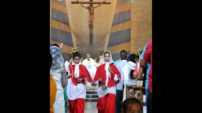 Residents during Easter mass prayers at Christ the King Cathedral, Sector 19, Chandigarh. (Ravi Kumar/ HT) Residents during Easter mass prayers at Christ the King Cathedral, Sector 19, Chandigarh. (Ravi Kumar/ HT)