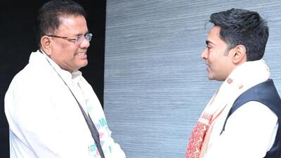 Ripun Bora, who was the Congress candidate for last month’s Rajya Sabha polls (which he lost), joined TMC in Kolkata in the presence of party national general secretary Abhishek Banerjee. (TWITTER/@abhishekaitc.) Ripun Bora, who was the Congress candidate for last month’s Rajya Sabha polls (which he lost), joined TMC in Kolkata in the presence of party national general secretary Abhishek Banerjee. (TWITTER/@abhishekaitc.)